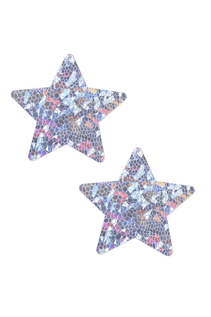 Silver Holographic Star Pasties - Image 3