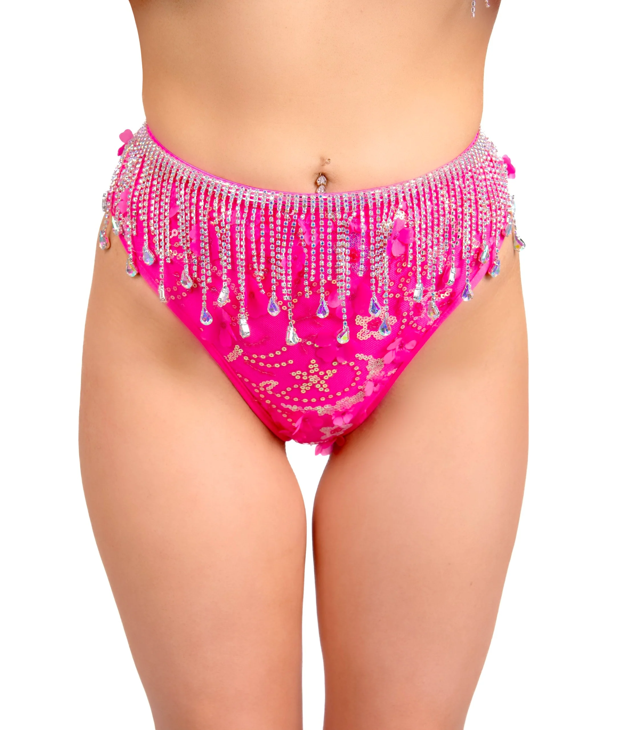 Hot Pink Iridescent Drip Rhinestone Carnival Belt