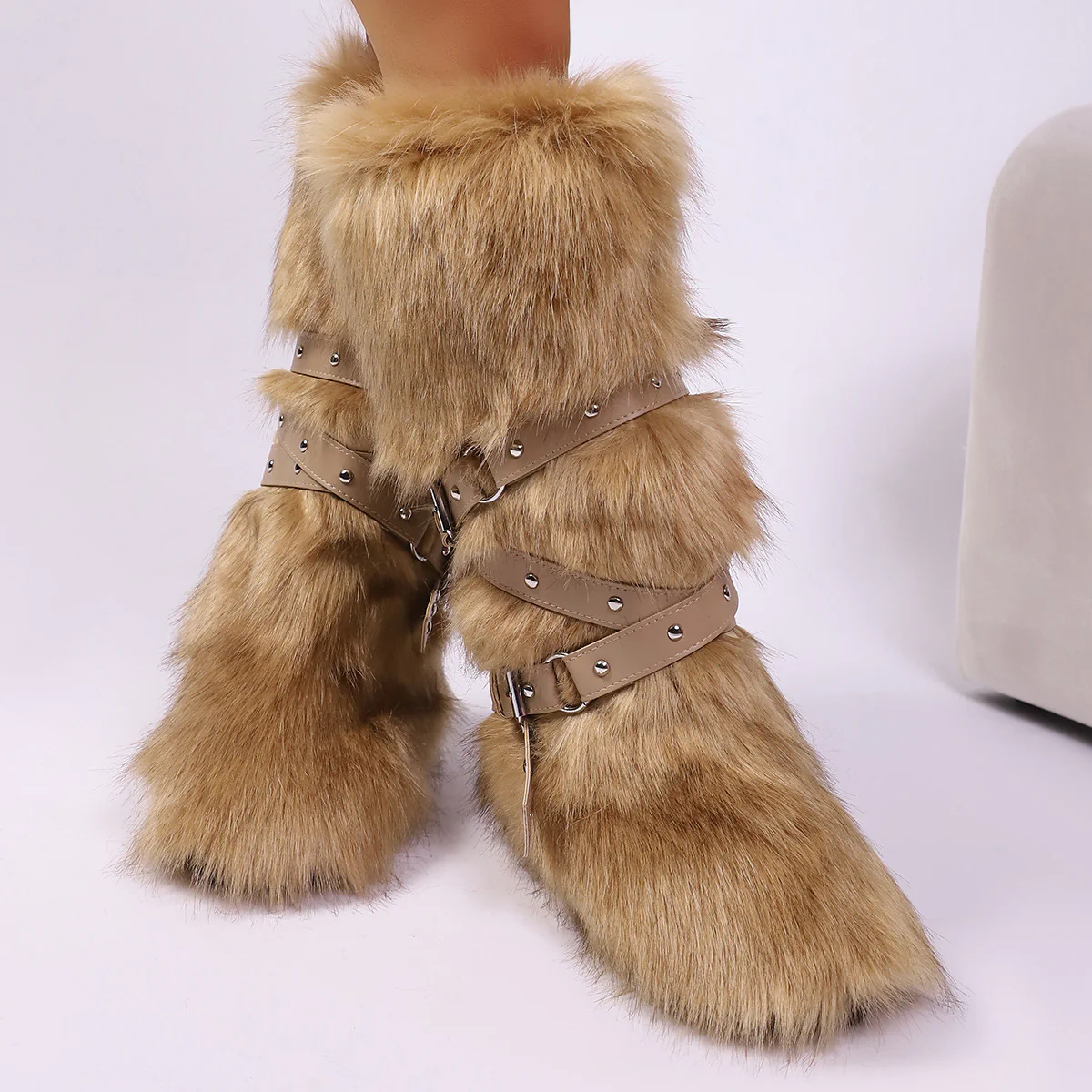 Wild Instincts Faux Fur Boots - Bear - Image 2