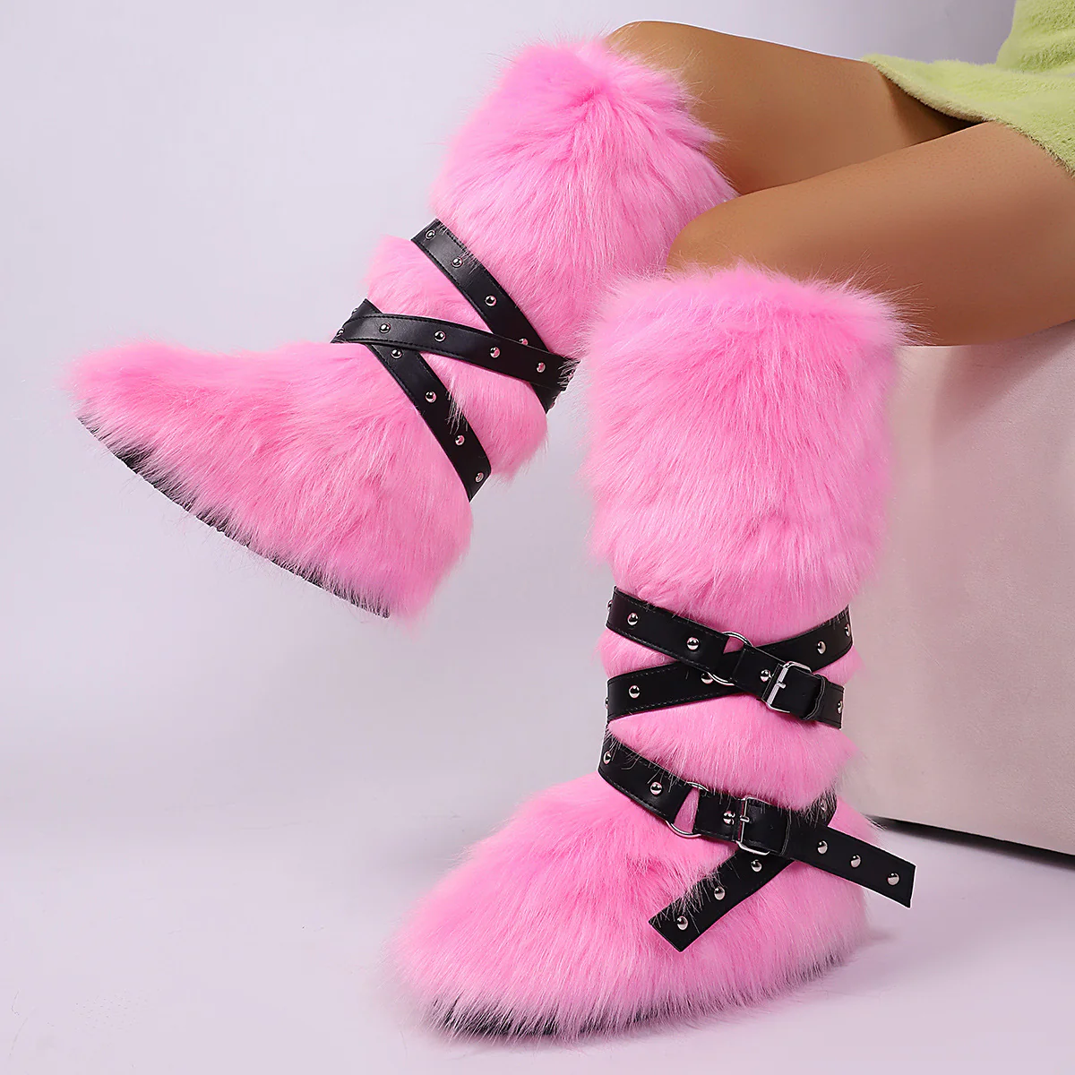 Wild Instincts Faux Fur Boots - Pink - Image 4